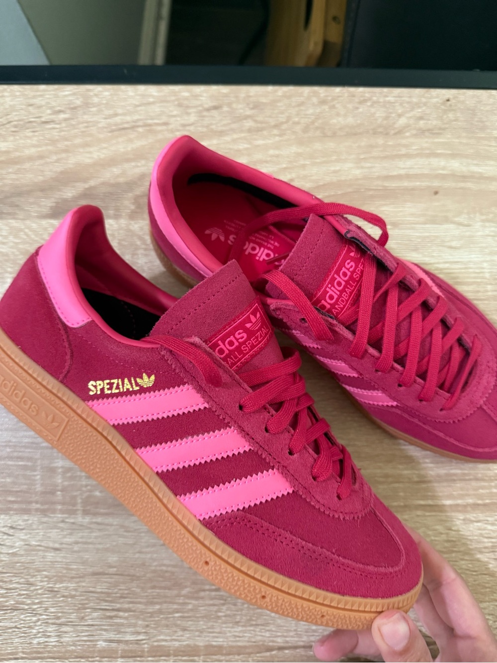 adidas Red & Pink Suede Low-Top Sneakers